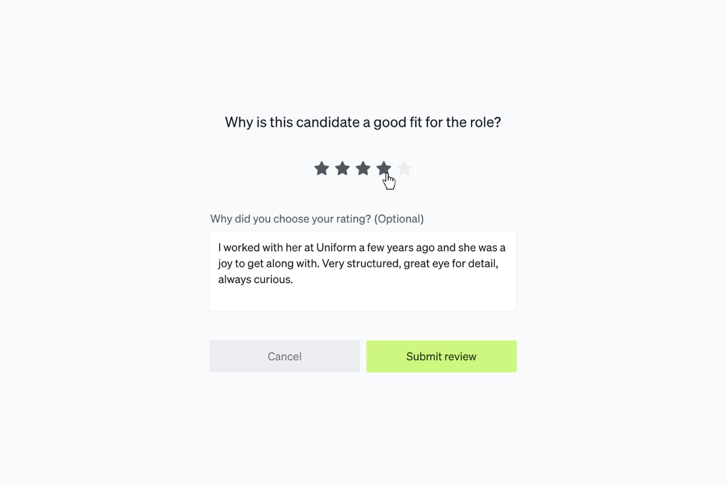 Screenshot of the Wittl dashboard demonstrating Intuitive review system