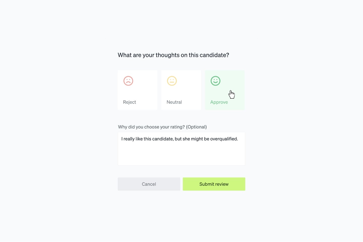 Screenshot of the Wittl dashboard demonstrating Review Type: Approval review