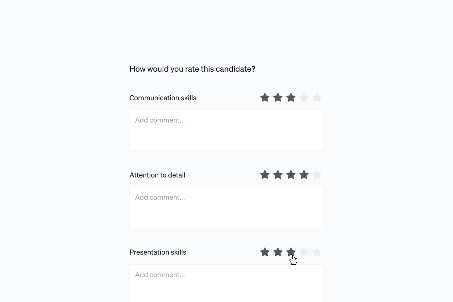 Screenshot of the Wittl dashboard demonstrating Review Type: Scorecard review