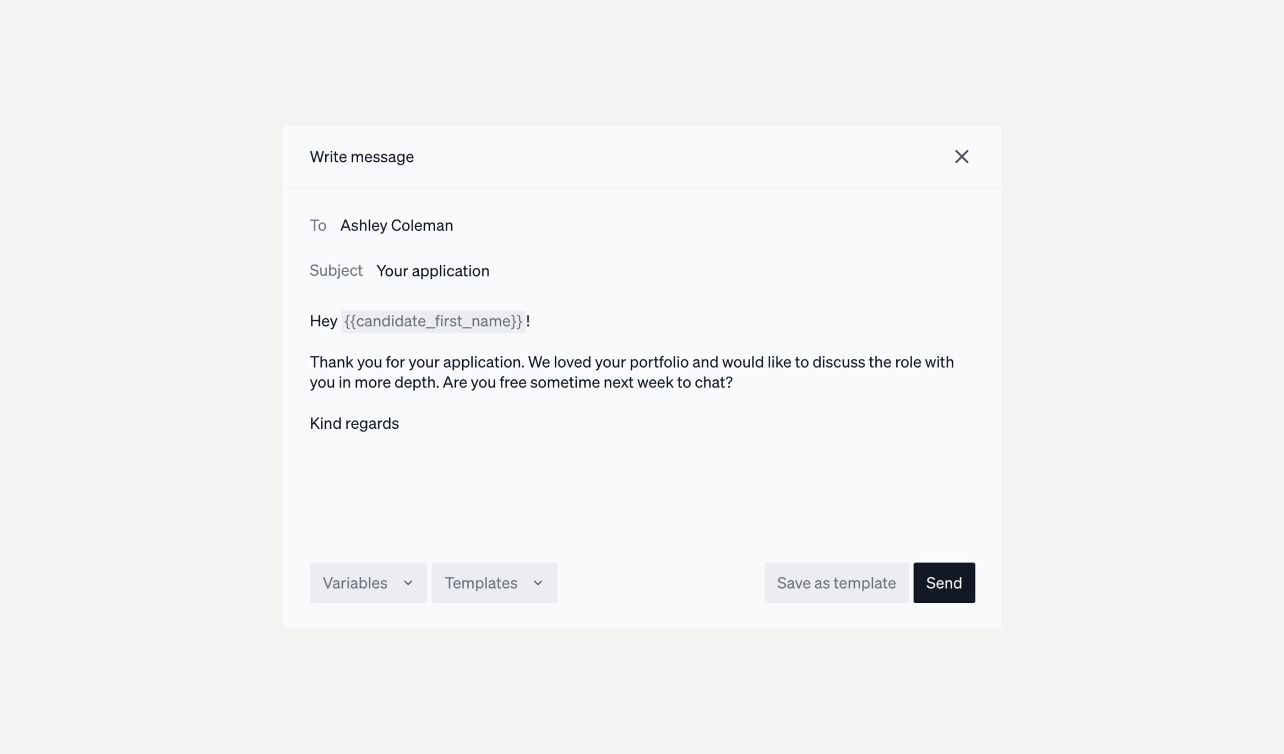 Dashboard preview for Email Message Templates